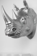 Load image into Gallery viewer, Rhinoceros Head Wall Mount Art Silver Color
