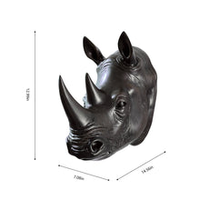 Load image into Gallery viewer, Rhinoceros Head Wall Mount Art Black Color
