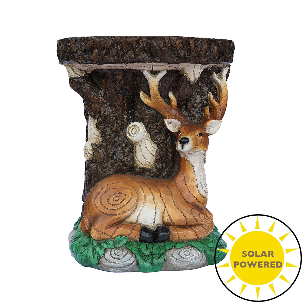 Solar Elk Statue Stump Plant Stand