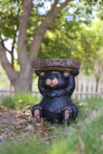 Load image into Gallery viewer, Bear Statue Plant Stand w/Solar Light
