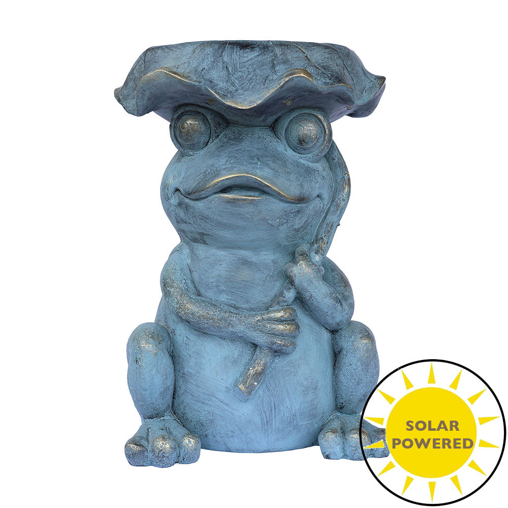 Frog Garden Statue Plant Stand w/Solar Light