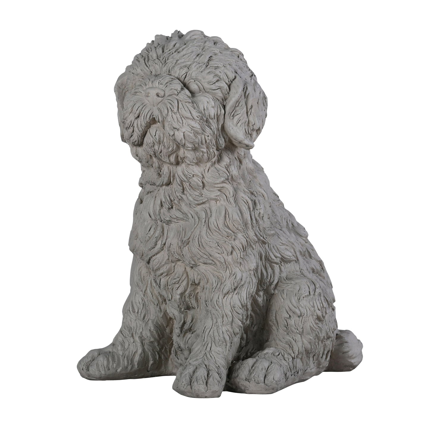 Tranquil Guardian Curled Sitting Dog Memorial Statue