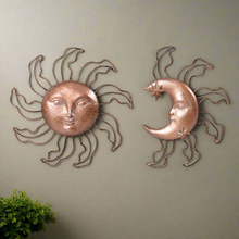 Load image into Gallery viewer, Sun &amp; Moon Wall Art 2 Pcs Set Resin Wall Hanging Decor
