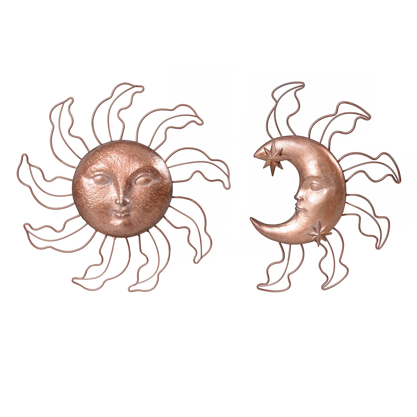 Sun & Moon Wall Art 2 Pcs Set Resin Wall Hanging Decor