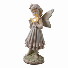 Load image into Gallery viewer, Girl Holding Butterfly Lighted Garden Statue Solar Powered LEDs
