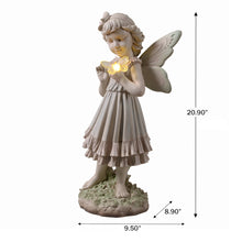 Load image into Gallery viewer, Girl Holding Butterfly Lighted Garden Statue Solar Powered LEDs
