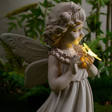 Load image into Gallery viewer, Girl Holding Butterfly Lighted Garden Statue Solar Powered LEDs
