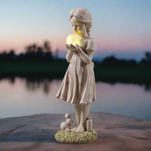 Load image into Gallery viewer, Girl Holding Bubble Lighted Garden Statue Solar Powered LEDs
