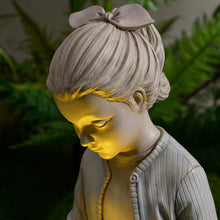 Load image into Gallery viewer, Sitting Girl W/ Bird Nest Lighted Garden Statue Solar Powered LEDs
