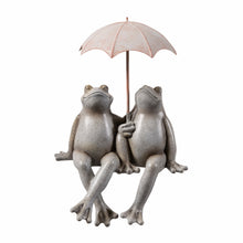 Load image into Gallery viewer, Sitting Couple Frogs W/Umbrella Garden Statue Yard Decor
