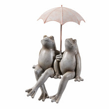 Load image into Gallery viewer, Sitting Couple Frogs W/Umbrella Garden Statue Yard Decor
