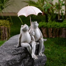 Load image into Gallery viewer, Sitting Couple Frogs W/Umbrella Garden Statue Yard Decor
