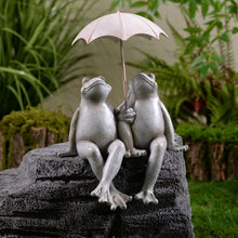 Load image into Gallery viewer, Sitting Couple Frogs W/Umbrella Garden Statue Yard Decor
