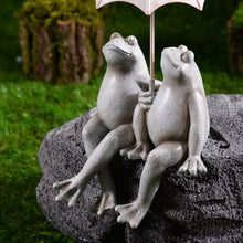 Load image into Gallery viewer, Sitting Couple Frogs W/Umbrella Garden Statue Yard Decor
