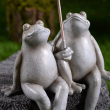 Load image into Gallery viewer, Sitting Couple Frogs W/Umbrella Garden Statue Yard Decor
