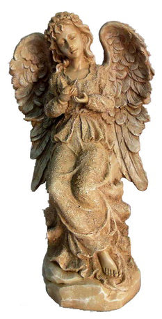 Angel Sitting Holds Bird-Sand Finish