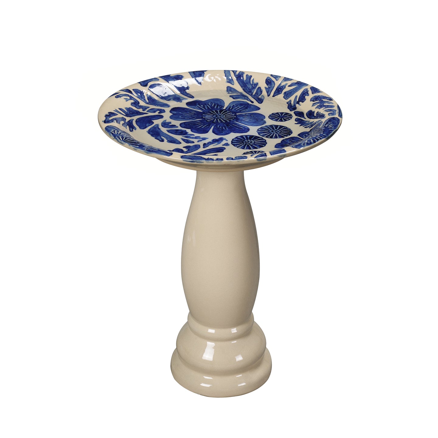 Birdbath - Ceramic Tranquility in Blue & Ivory