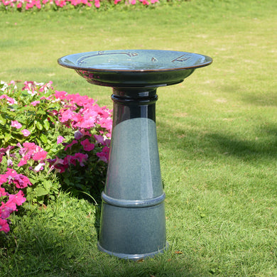 78414-03 -  Ceramic Birdbath - Ocean Blue Serenity HI-LINE GIFT