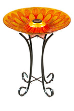 Load image into Gallery viewer, Solar Floral Glass Bird Bath with Stand
