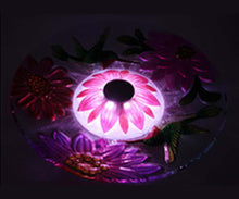 Load image into Gallery viewer, Solar Floral Glass Hummingbird Bath with Stand
