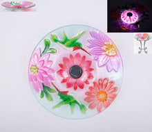 Load image into Gallery viewer, Solar Floral Glass Hummingbird Bath with Stand
