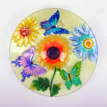Load image into Gallery viewer, Solar Floral Glass Butterfly Bird Bath with Stand
