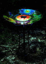 Load image into Gallery viewer, Solar Floral Glass Butterfly Bird Bath with Stand
