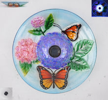 Load image into Gallery viewer, Solar LED Floral Glass Butterfly Bird Bath with Stand
