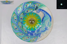Load image into Gallery viewer, Solar Orb Peacock Glass Bird Bath with Stand
