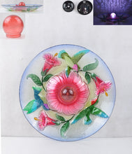 Load image into Gallery viewer, Solar Orb Floral Glass Hummingbird Bird Bath with Stand
