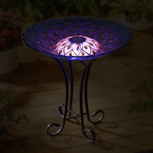 Load image into Gallery viewer, Solar Floral Glass Bird Bath with Stand
