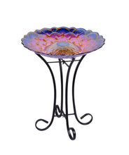Load image into Gallery viewer, Solar Floral Glass Bird Bath with Stand
