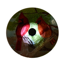 Load image into Gallery viewer, Solar LED Floral Glass Bird Bath with Stand - Cardinal
