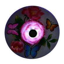 Load image into Gallery viewer, Solar LED Floral Glass Bird Bath with Stand - Butterflies &amp; Peonies
