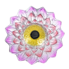 Load image into Gallery viewer, Solar LED Floral Glass Bird Bath with Stand - Pink Dahlia
