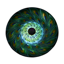 Load image into Gallery viewer, Solar Glass Turquoise Peacock Feathers Bird Bath with Stand
