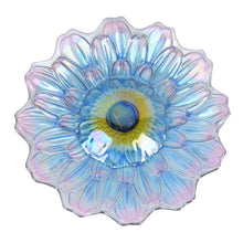 Load image into Gallery viewer, Solar LED Floral Glass Bird Bath with Stand - Purple &amp; Purple Dahlia
