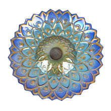 Load image into Gallery viewer, Solar Peacock Blue Geometric Glass Bird Bath with Stand
