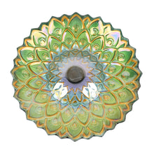 Load image into Gallery viewer, Solar Peacock Green Geometric Glass Bird Bath with Stand
