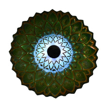 Load image into Gallery viewer, Solar Peacock Green Geometric Glass Bird Bath with Stand
