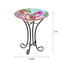Load image into Gallery viewer, Solar Led Verdant Glass Bird Bath With Stand - Flamingo
