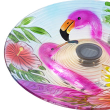 Load image into Gallery viewer, Solar Led Verdant Glass Bird Bath With Stand - Flamingo
