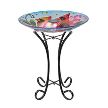 Load image into Gallery viewer, Solar Led Verdant Glass Bird Bath With Stand - Cardinal
