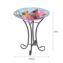 Load image into Gallery viewer, Solar Led Verdant Glass Bird Bath With Stand - Cardinal

