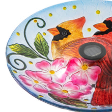 Load image into Gallery viewer, Solar Led Verdant Glass Bird Bath With Stand - Cardinal
