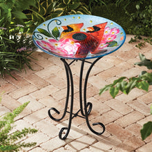 Load image into Gallery viewer, Solar Led Verdant Glass Bird Bath With Stand - Cardinal
