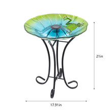 Load image into Gallery viewer, Solar Led Verdant Glass Bird Bath With Stand - Frog
