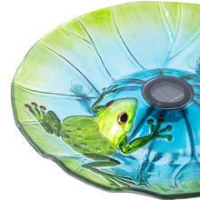 Load image into Gallery viewer, Solar Led Verdant Glass Bird Bath With Stand - Frog
