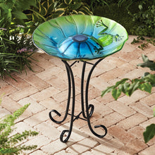 Load image into Gallery viewer, Solar Led Verdant Glass Bird Bath With Stand - Frog
