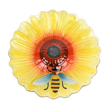 Load image into Gallery viewer, Solar Led Verdant Glass Bird Bath With Stand - Sunflower With Bee
